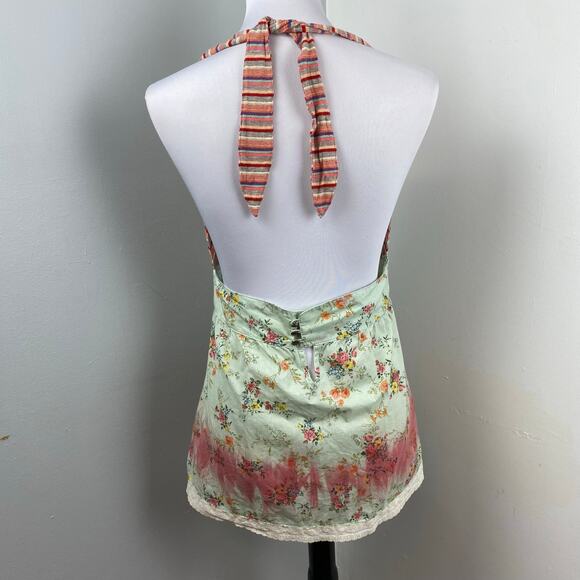 Muchacha Boho Floral Striped Backless Halter Top XL Spain - Picture 3 of 8